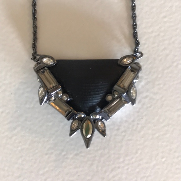 Alexia Bittar Black & Crystal Pendant Necklace 19” - Picture 2 of 6